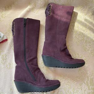 Gorgeous purple Fly London tall Suede boots